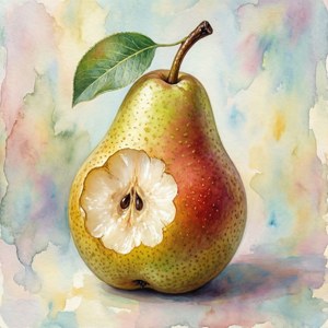 Bitten Pear Watercolor