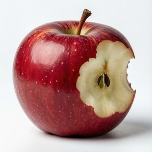 Bitten Red Apple Closeup