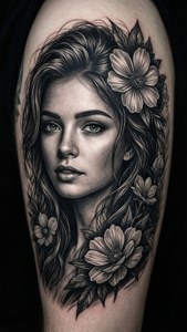Black and Grey Portrait Tattoo