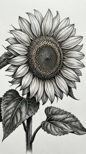 Black and White Sunflower Sketch
