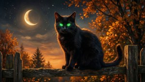 Black Cat Crescent Moon