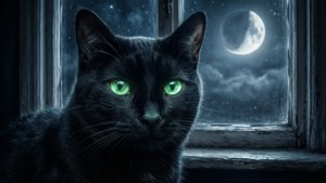 Black Cat Moon Gaze
