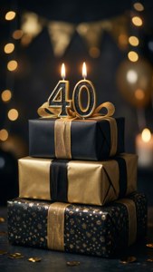 Black Gold Gifts with 40 Candle