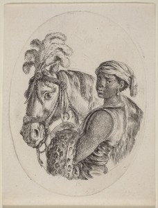 Black Groom with an Arabian Horse