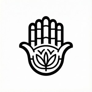 Black White Line Art Hamsa
