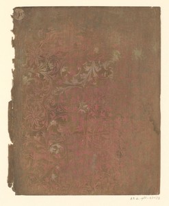 Blad met bloemen en jachttaferelen