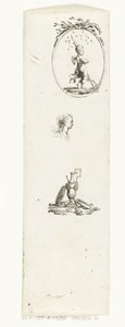 Blad met drie vignetten