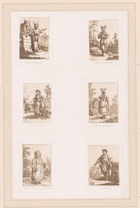 Blad met figuren in verschillende kostuums