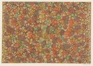 Blad met ranken met bloemen en vruchten