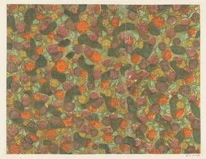 Blad met ranken met bloemen en vruchten