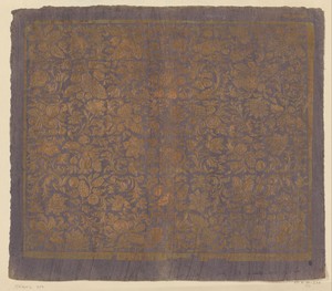 Blad met ranken met bloemen en vruchten