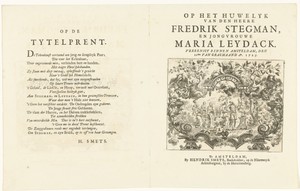 Bladzijde uit het huwelijksdicht voor Fredrik Stegman en Maria Leydack