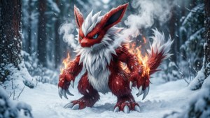 Blaziken in Snowy Forest