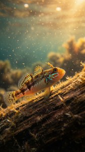 Blenny on Driftwood