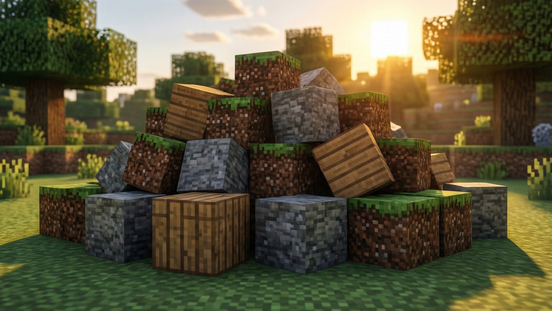 Block Pile Sunset by Wallpapers.art Studio