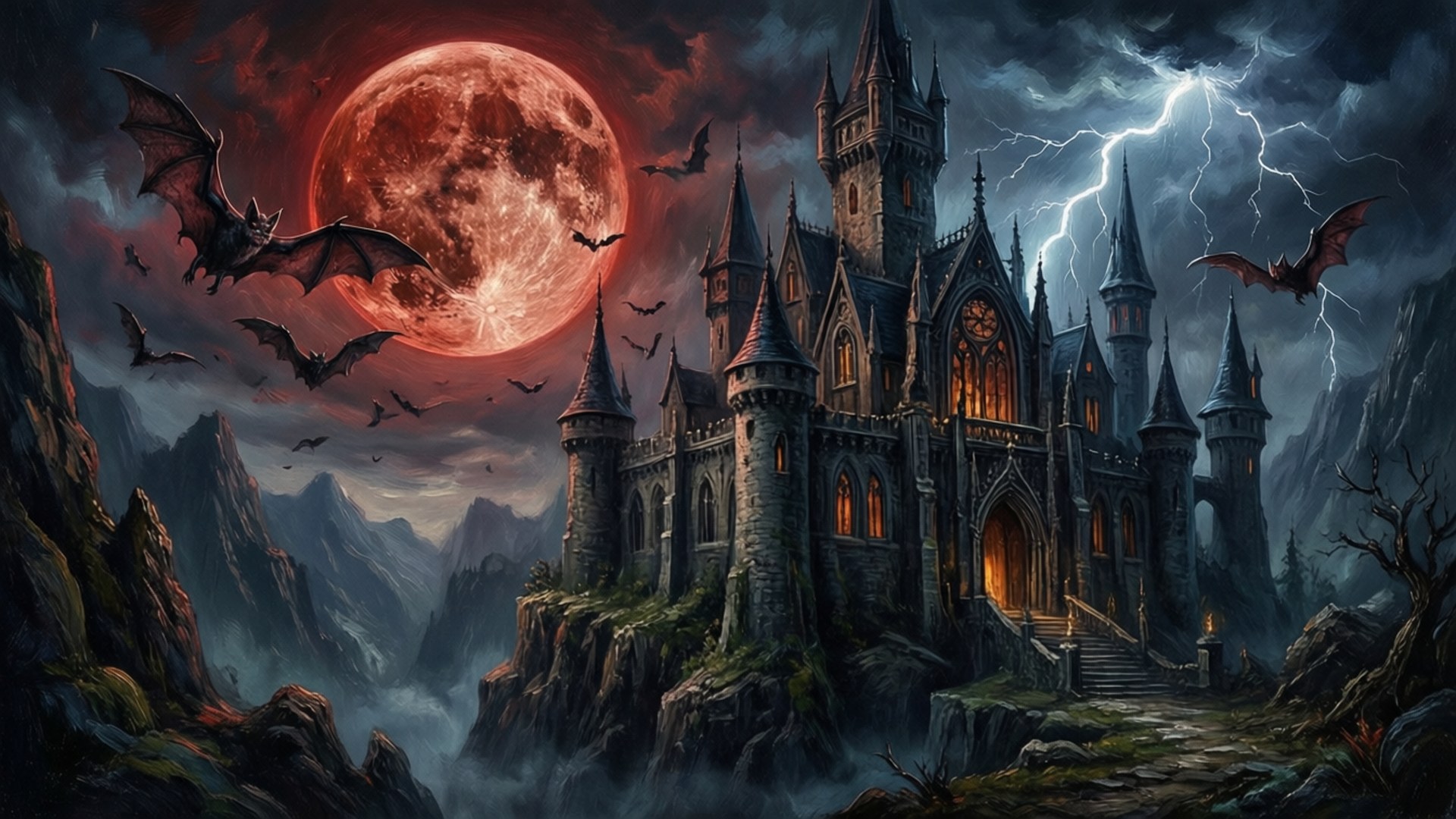 Blood Moon Castle by Wallpapers.art Studio