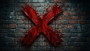 Bloody X on Brick