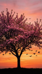 Blooming Tree Sunset
