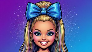 Blue Bow Glitter Smile