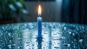 Blue Candle with Dew