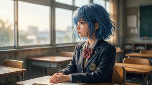 Blue Hair Schoolgirl