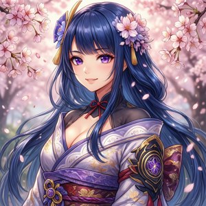 Blue Haired Kimono Girl