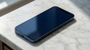 Blue iPhone on Marble