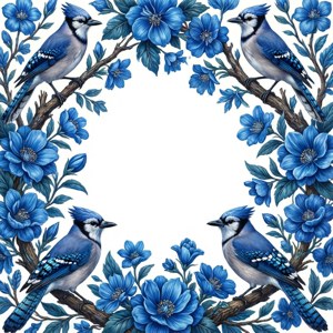 Blue Jay Floral Border