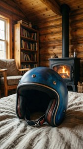 Blue Leather Helmet in Cottage