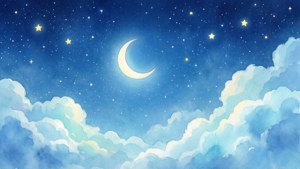 Blue Night Sky Moon