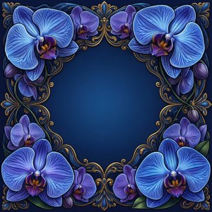 Blue Orchid Ornate Frame