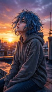 Blue Rooftop Sunset