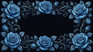 Blue Roses Dark Border