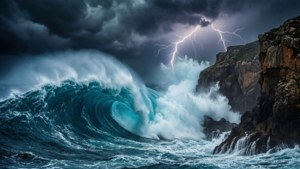 Blue Storm Waves Cliffs