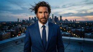 Blue Suit Rooftop