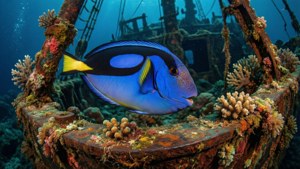 Blue Tang at Shipwreck
