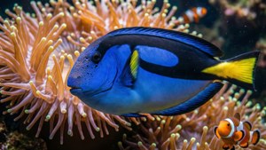 Blue Tang by Anemone