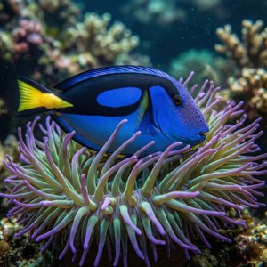 Blue Tang by Anemone