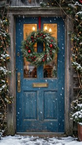 Blue Winter Door Wreath