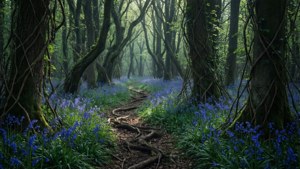 Bluebell Trail in Dark Forest