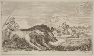 Boar Chased by a Dog