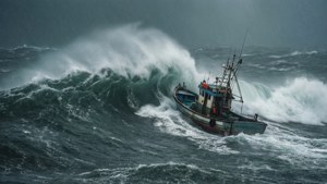Boat in Stormy Sea