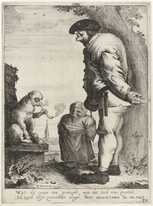 Boer bij een rokende aap