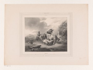 Boer met zijn dieren op de vlucht voor een orkaan