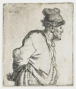 Boer met zijn handen op de rug