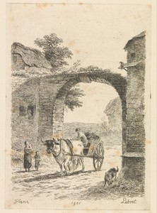 Boer op een hooiwagen