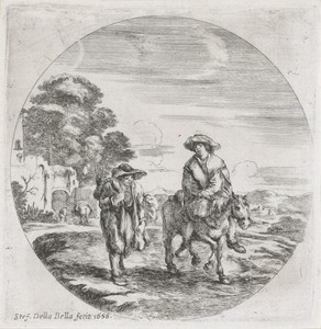 Boer te paard en boer te voet