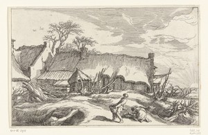 Boerderij met opkomende of ondergaande zon