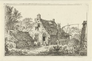 Boerderij met staande man en zittende vrouw