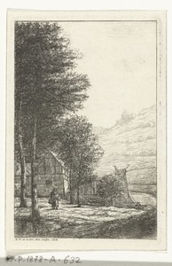 Boerenerf met hoge bomen